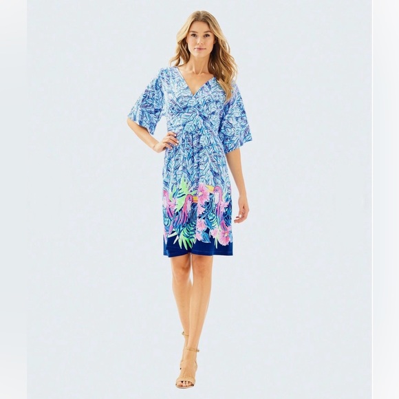 Lilly Pulitzer Parigi Dress in Bennet Blue “Let’s Mango” Pattern Size Small - Picture 2 of 10